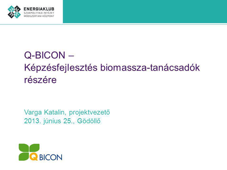 Q-BICON – Képzésfejlesztés biomassza-tanácsadók részére Varga Katalin, projektvezető 2013.