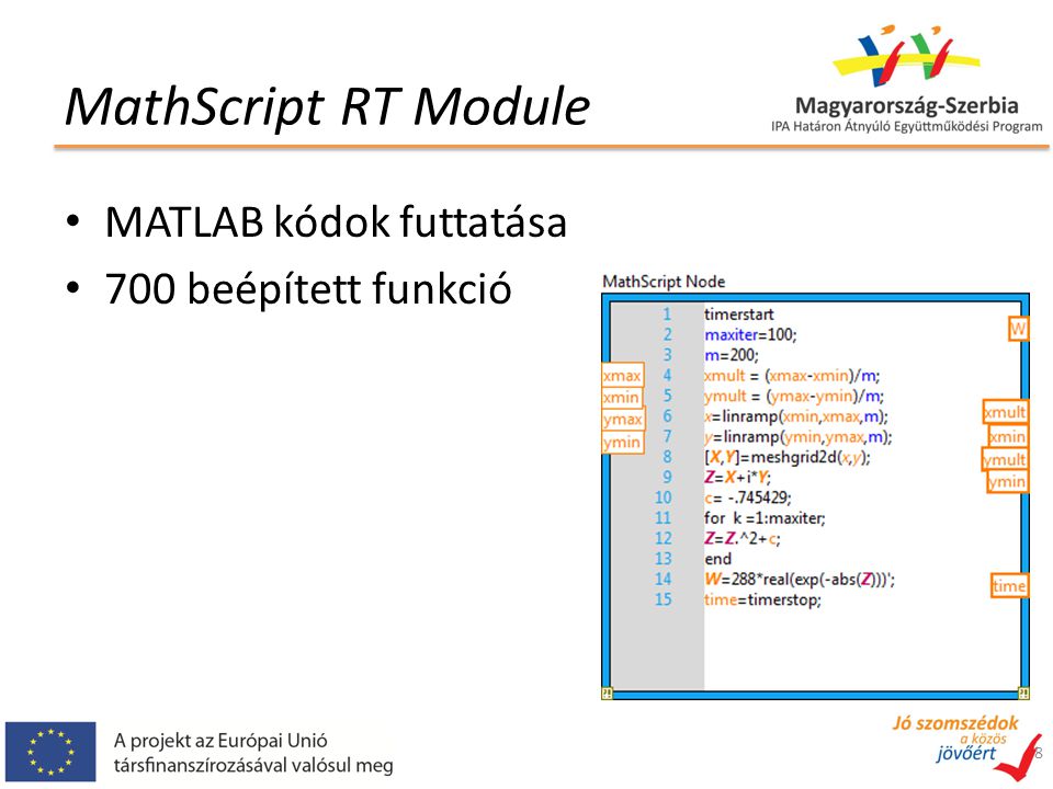 MathScript RT Module MATLAB kódok futtatása 700 beépített funkció 8
