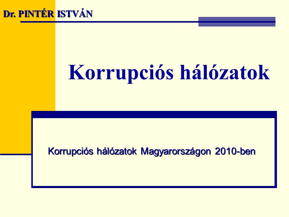 Korrupciós hálózatok Korrupciós hálózatok Magyarországon 2010-ben Dr. PINTÉR ISTVÁN