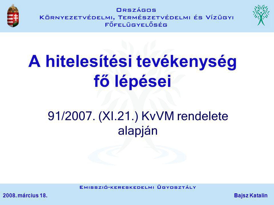 A hitelesítési tevékenység fő lépései 91/2007. (XI.21.) KvVM rendelete alapján