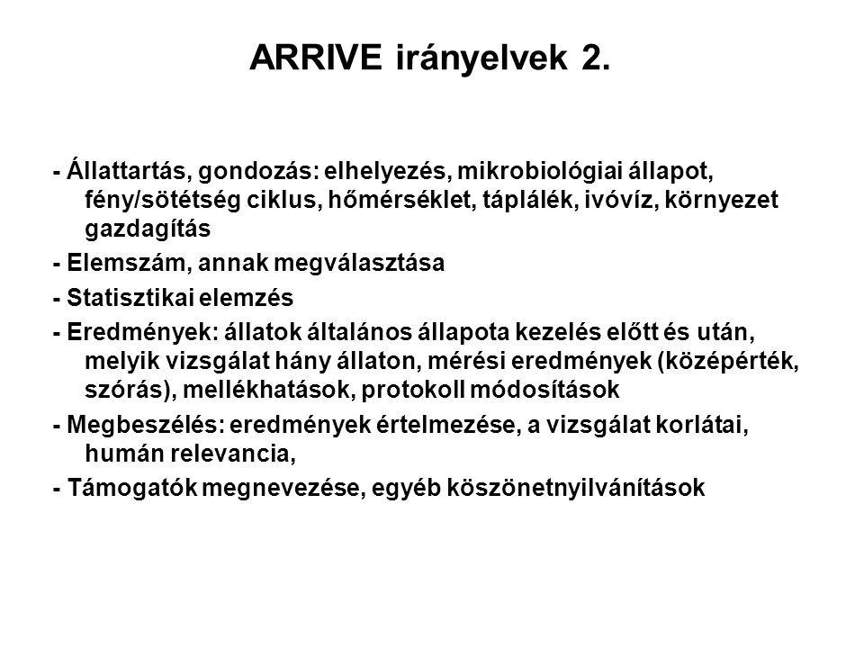ARRIVE irányelvek 2.