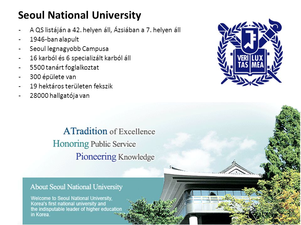 Seoul National University -A QS listáján a 42. helyen áll, Ázsiában a 7.