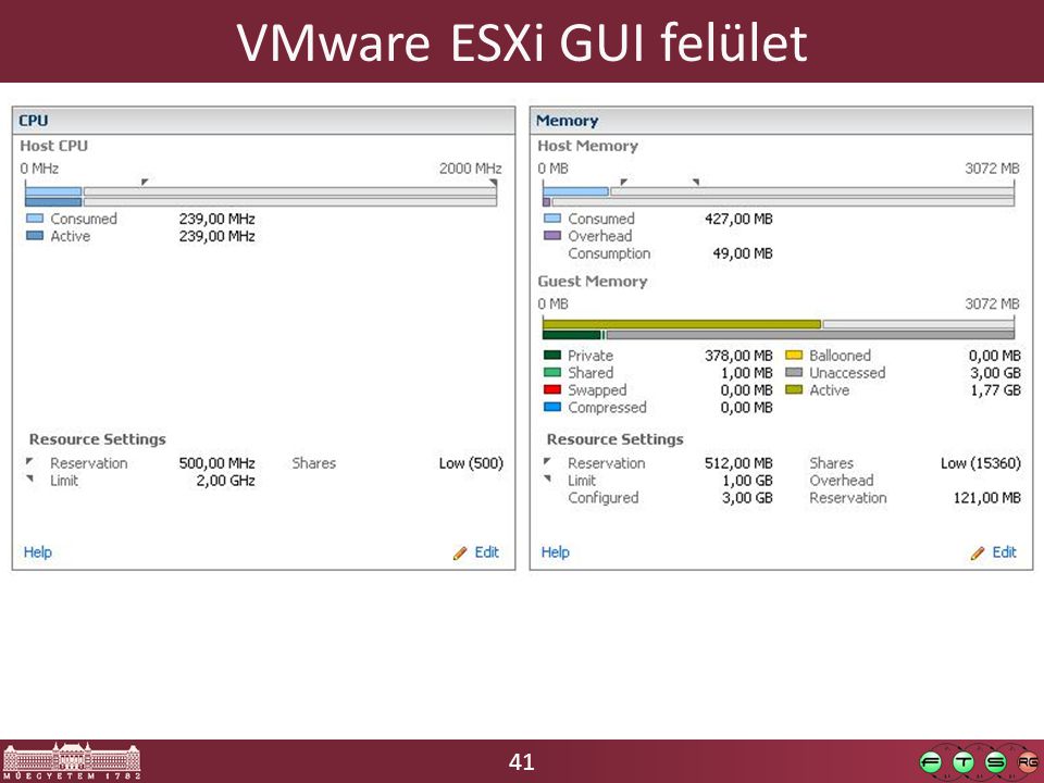 41 VMware ESXi GUI felület
