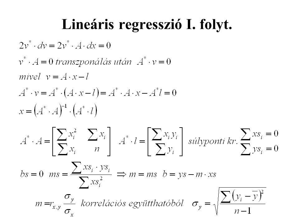Lineáris regresszió I. folyt.