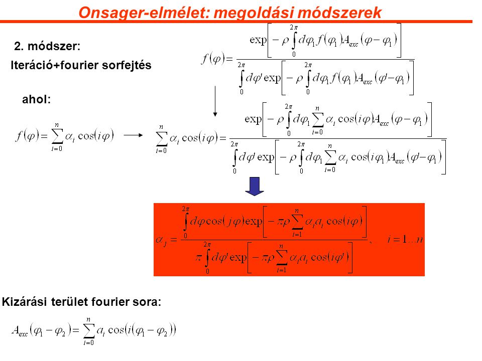 Onsager-elmélet: megoldási módszerek ahol: 2.