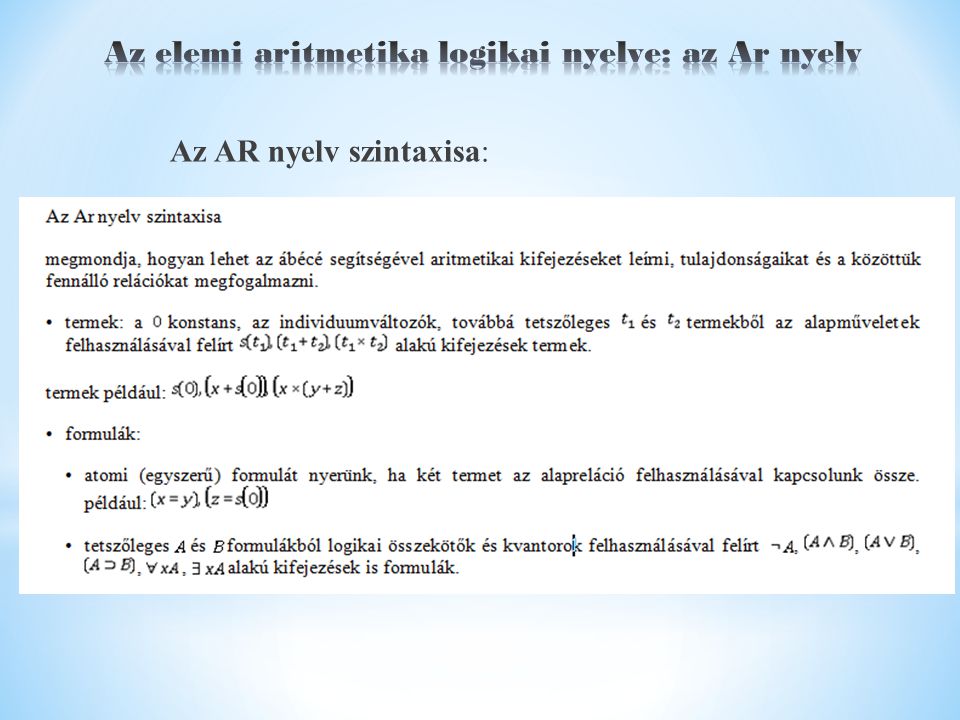 Az AR nyelv szintaxisa: