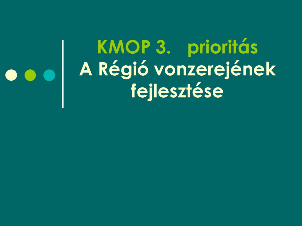KMOP 3.prioritás A Régió vonzerejének fejlesztése