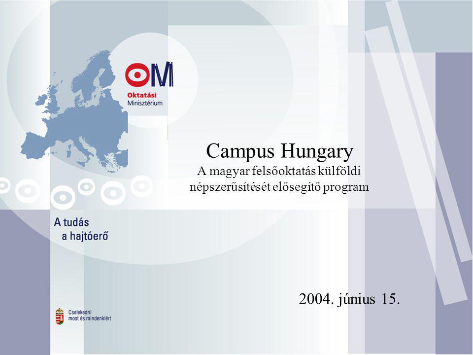 Campus Hungary A magyar felsőoktatás külföldi népszerűsítését elősegítő program június 15.