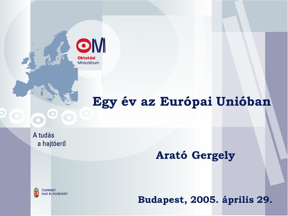Egy év az Európai Unióban Arató Gergely Budapest, április 29.