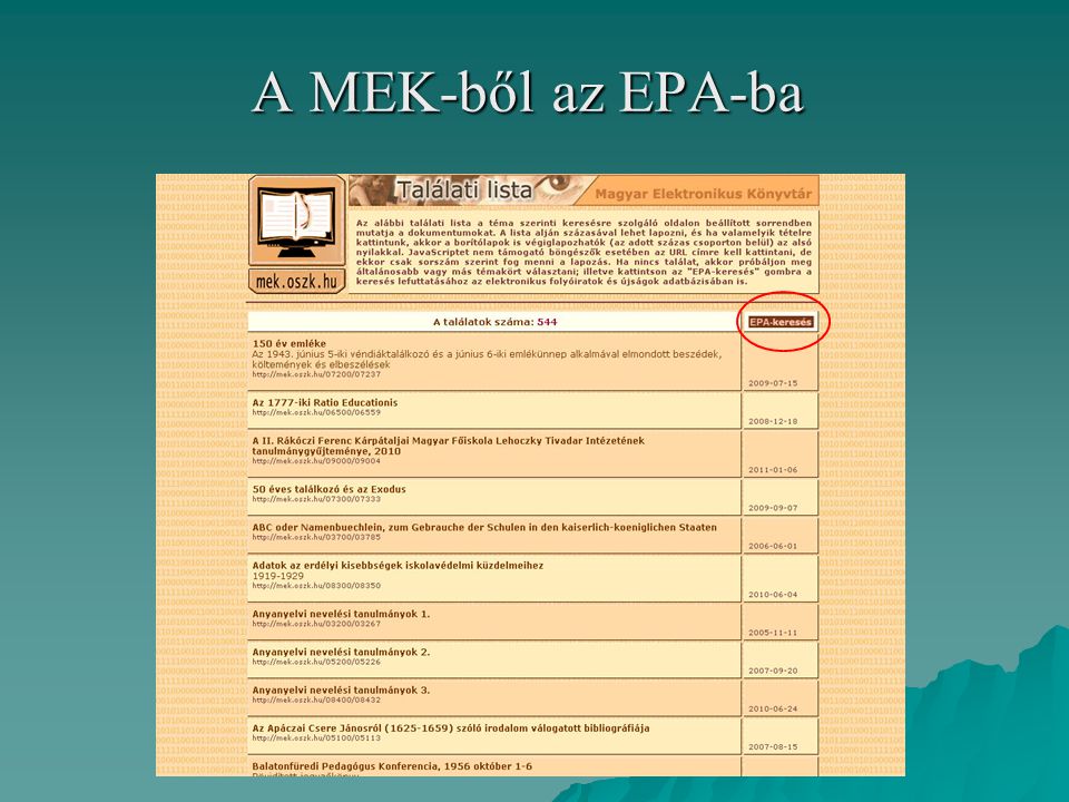 A MEK-ből az EPA-ba