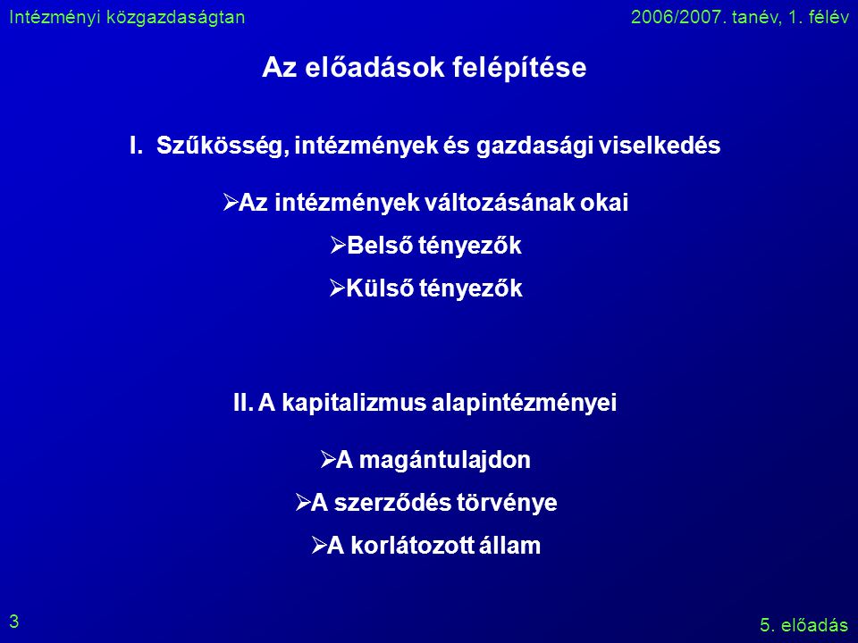 Intézményi közgazdaságtan2006/2007. tanév, 1. félév 5.
