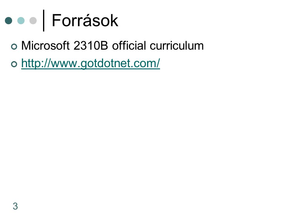 3 Források Microsoft 2310B official curriculum