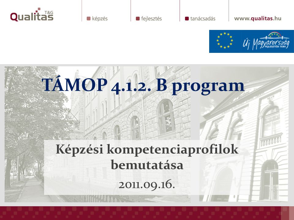 TÁMOP B program Képzési kompetenciaprofilok bemutatása