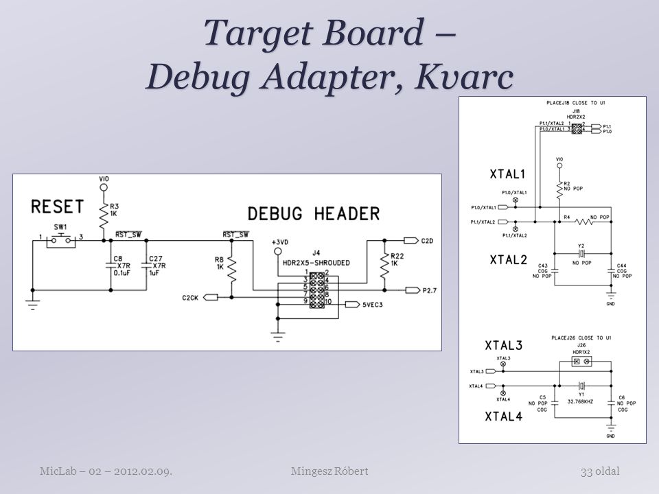 Target Board – Debug Adapter, Kvarc Mingesz RóbertMicLab – 02 – oldal