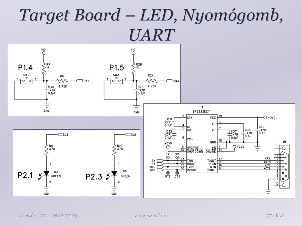 Target Board – LED, Nyomógomb, UART Mingesz RóbertMicLab – 02 – oldal