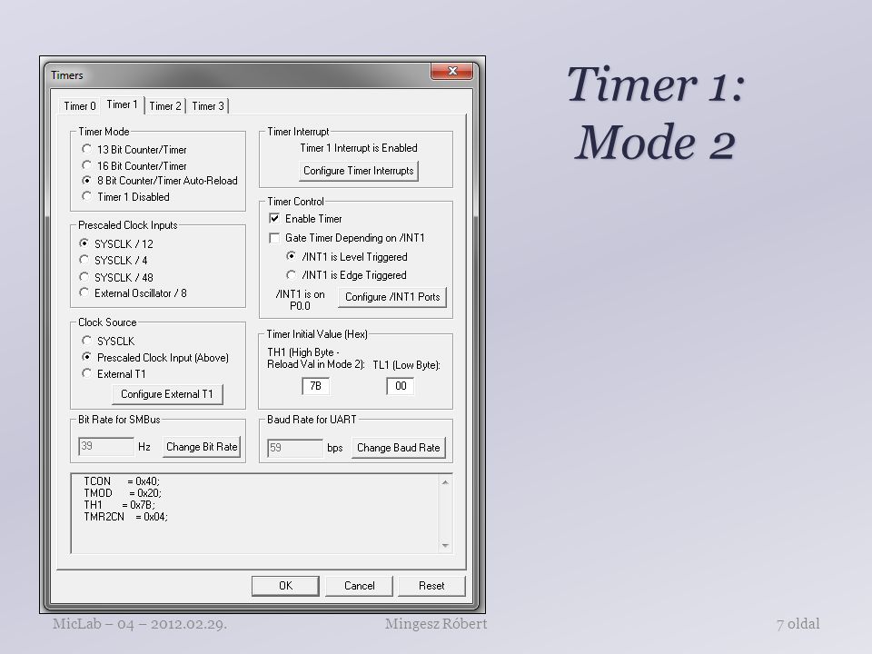 Timer 1: Mode 2 Mingesz RóbertMicLab – 04 – oldal