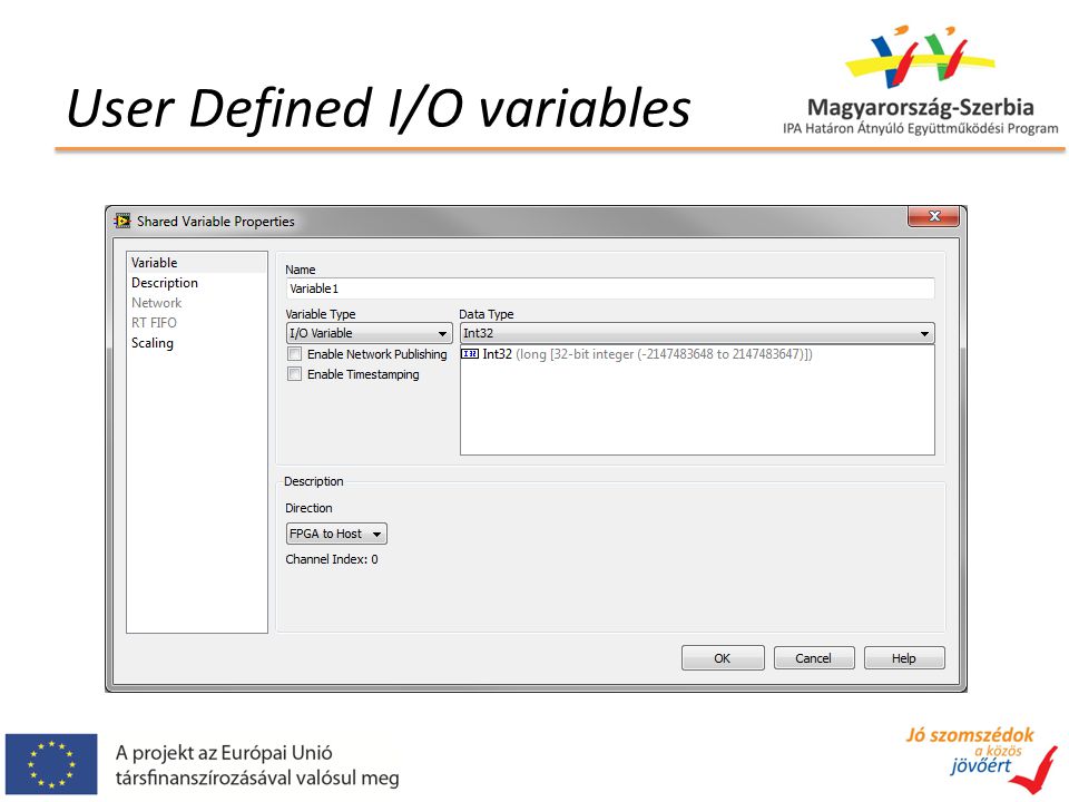 User Defined I/O variables