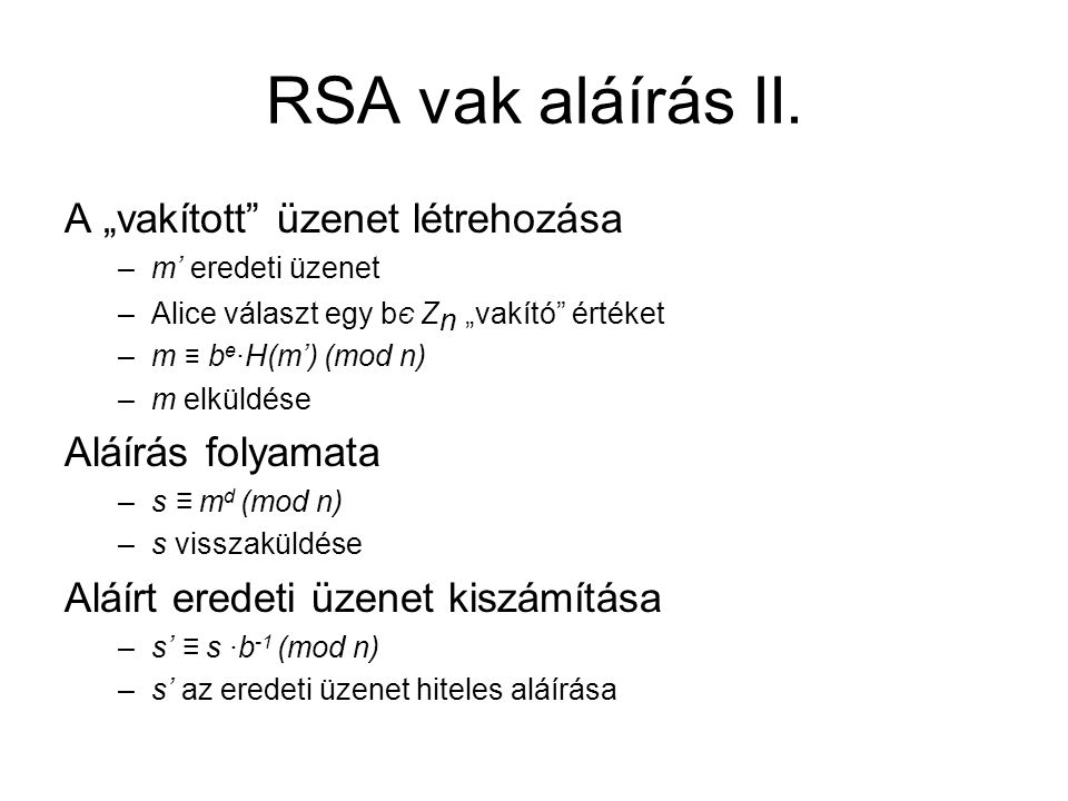 RSA vak aláírás II.