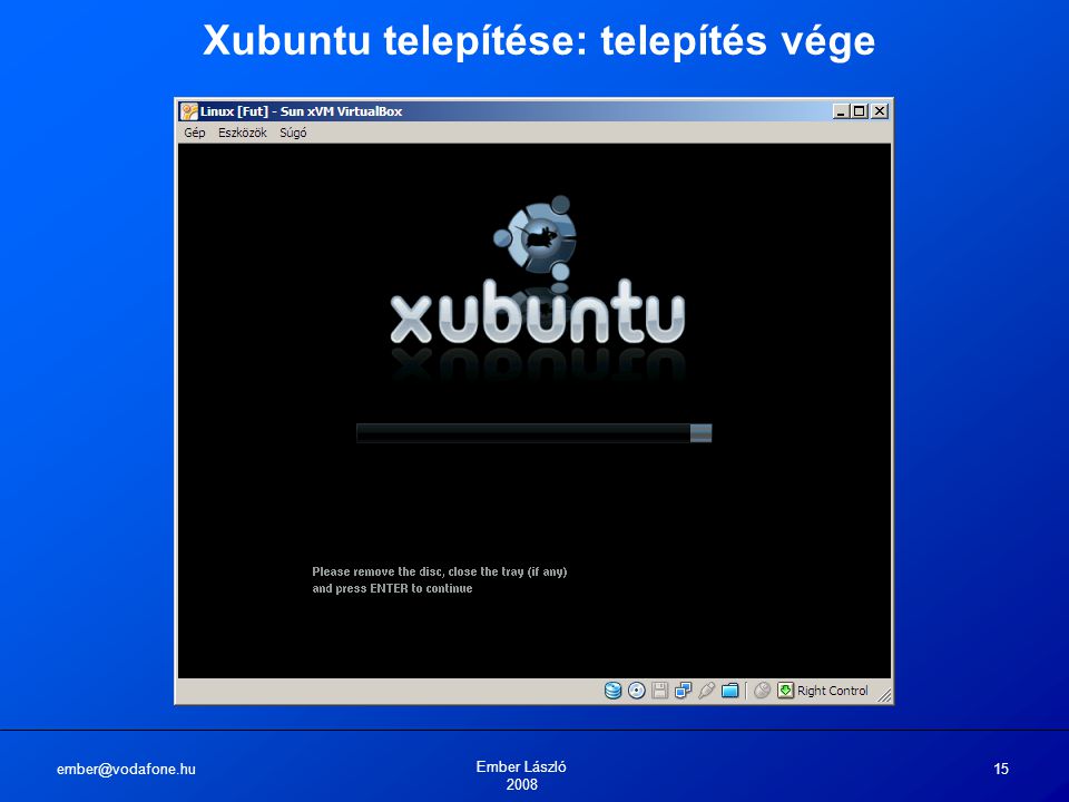 Ember László Xubuntu telepítése: telepítés vége