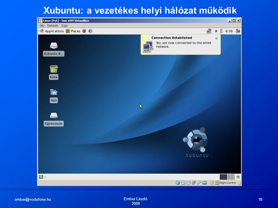 Ember László Xubuntu: a vezetékes helyi hálózat működik