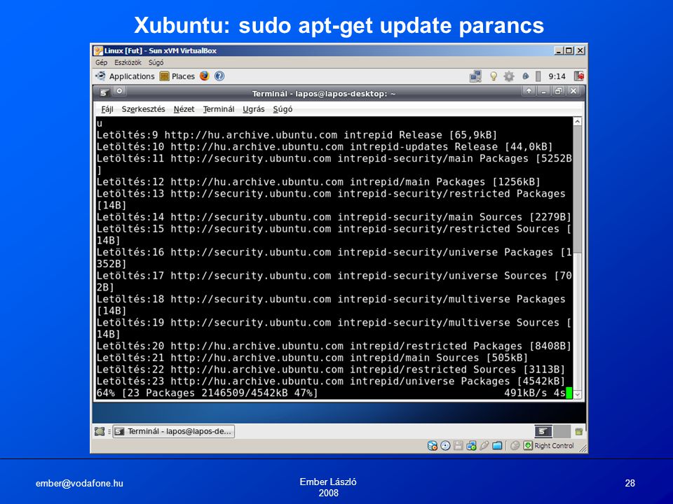 Ember László Xubuntu: sudo apt-get update parancs