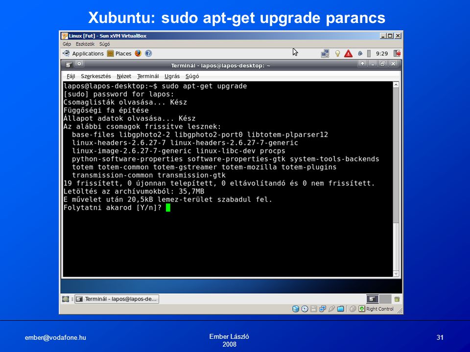 Ember László Xubuntu: sudo apt-get upgrade parancs