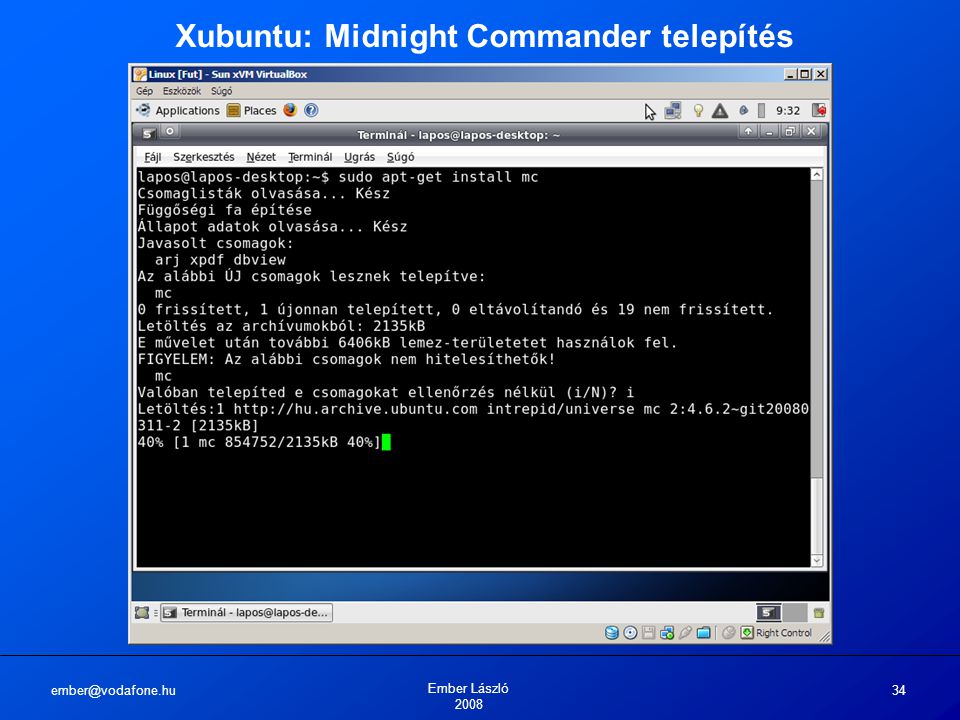 Ember László Xubuntu: Midnight Commander telepítés