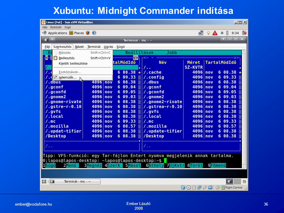 Ember László Xubuntu: Midnight Commander indítása