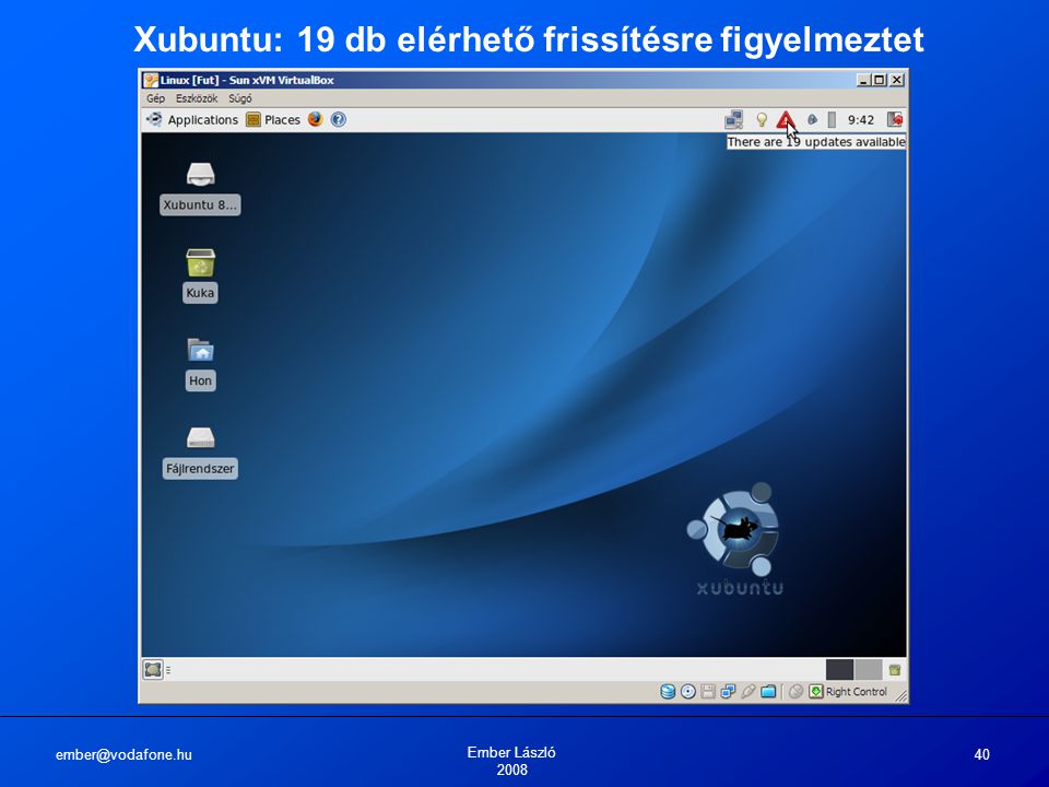 Ember László Xubuntu: 19 db elérhető frissítésre figyelmeztet