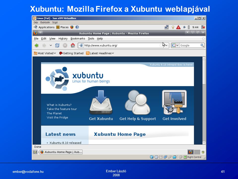 Ember László Xubuntu: Mozilla Firefox a Xubuntu weblapjával