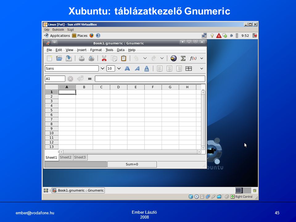 Ember László Xubuntu: táblázatkezelő Gnumeric