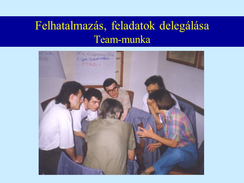 Felhatalmazás, feladatok delegálása Team-munka
