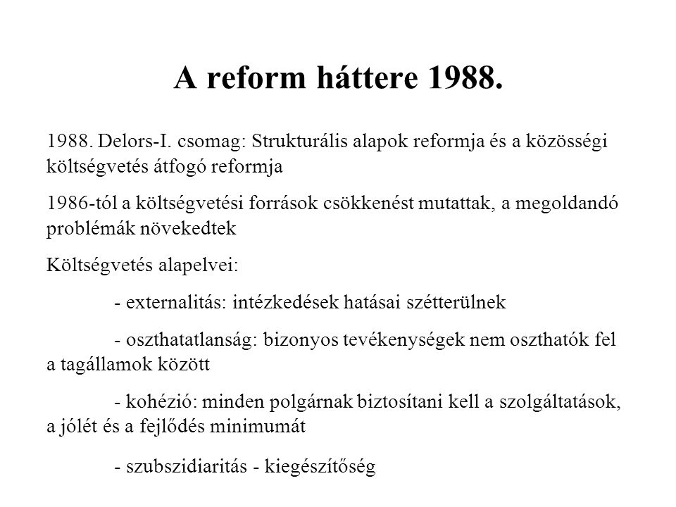 A reform háttere Delors-I.