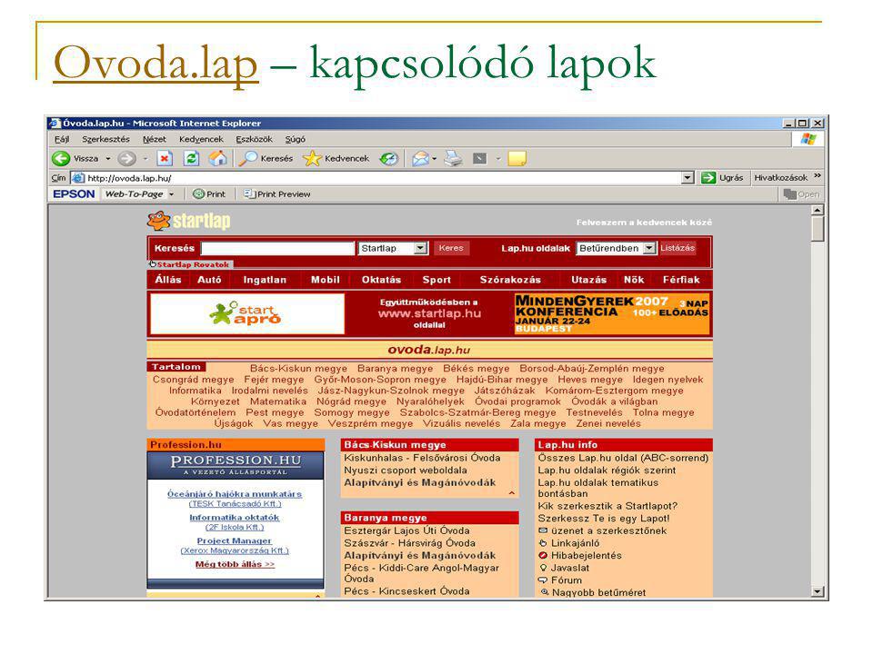Ovoda.lapOvoda.lap – kapcsolódó lapok