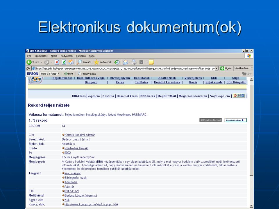 Elektronikus dokumentum(ok)