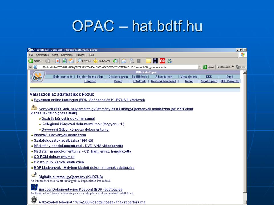 OPAC – hat.bdtf.hu