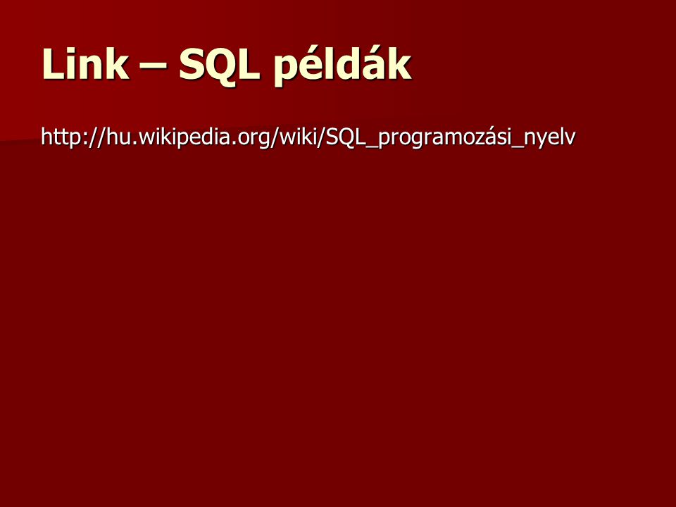 Link – SQL példák