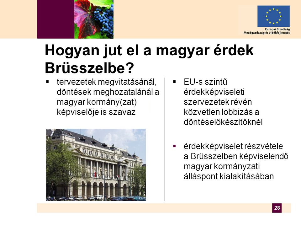 28 Hogyan jut el a magyar érdek Brüsszelbe.
