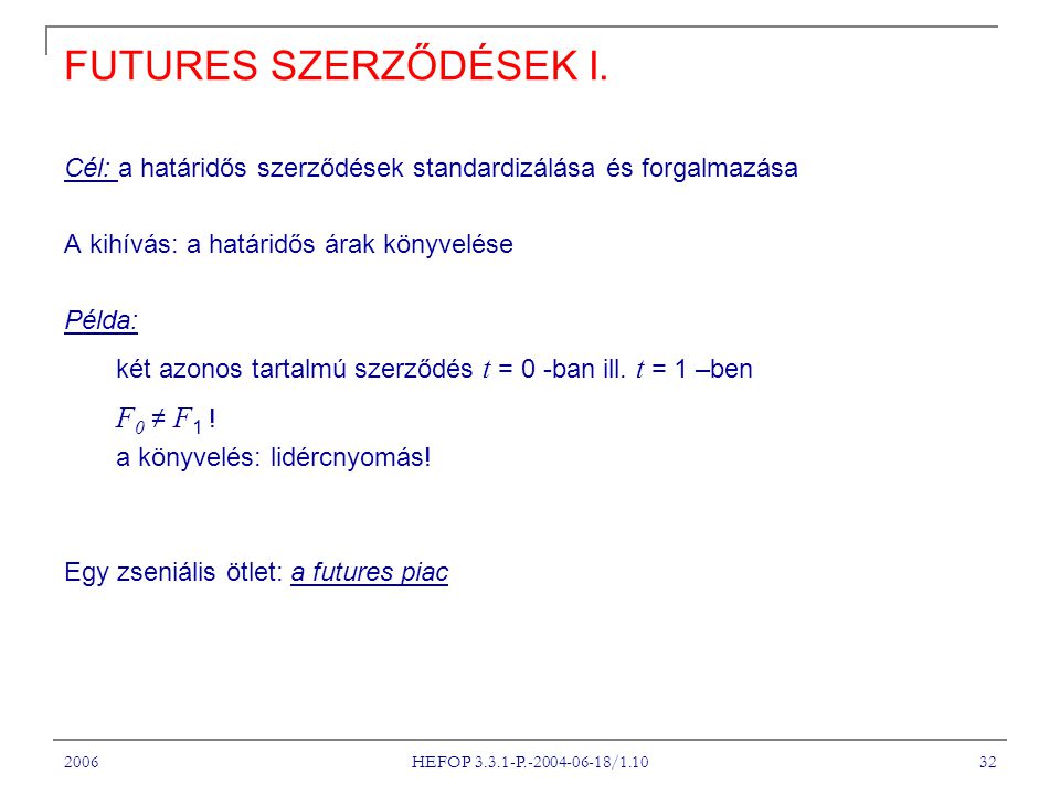 2006 HEFOP P / FUTURES SZERZŐDÉSEK I.