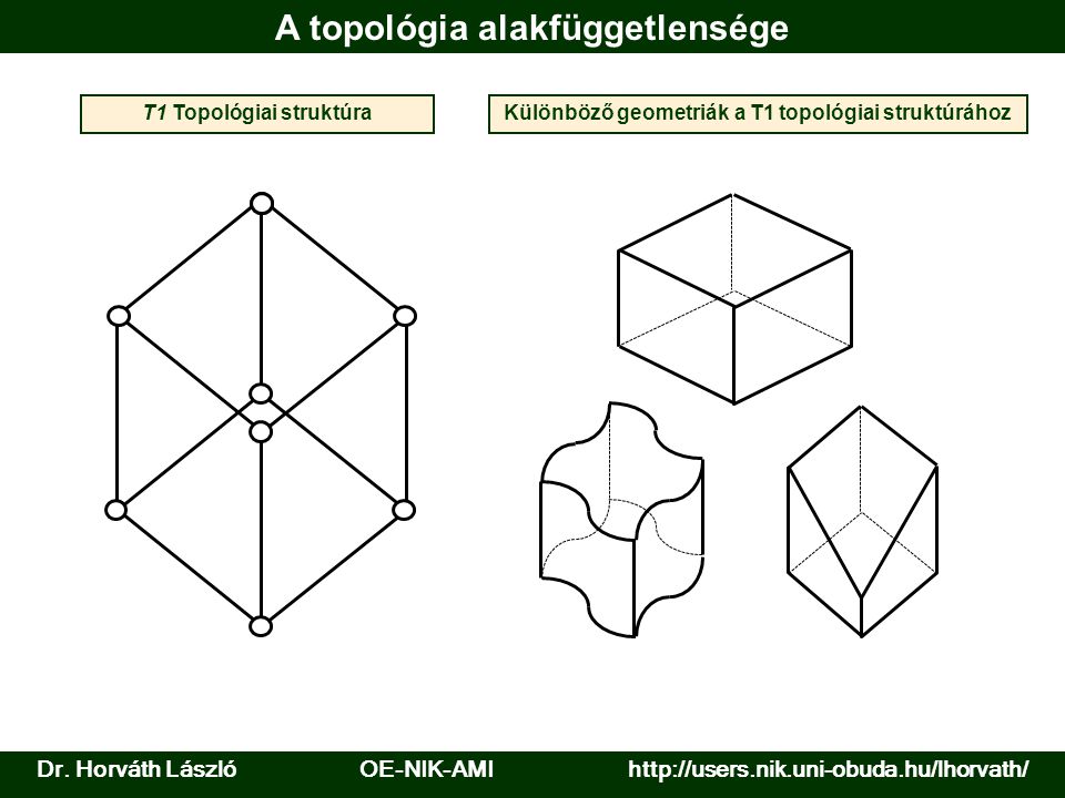 A topológia alakfüggetlensége T1 Topológiai struktúraKülönböző geometriák a T1 topológiai struktúrához Dr.