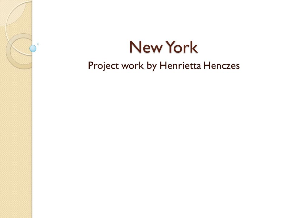 New York Project work by Henrietta Henczes
