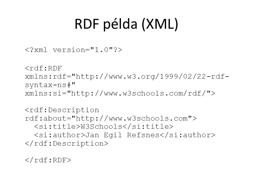 RDF példa (XML) W3Schools Jan Egil Refsnes