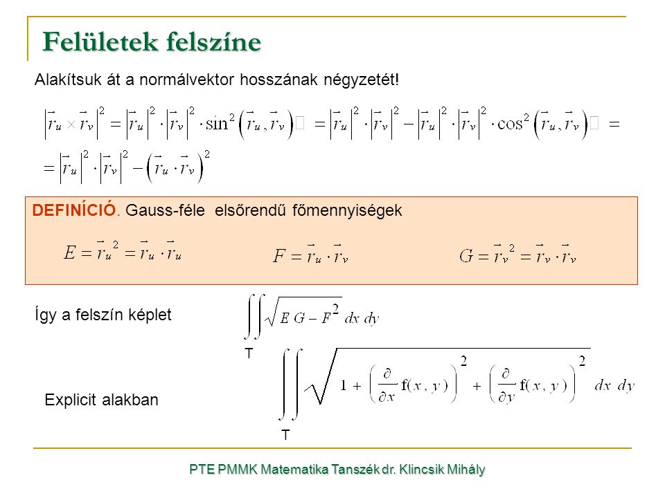 PTE PMMK Matematika Tanszék dr.