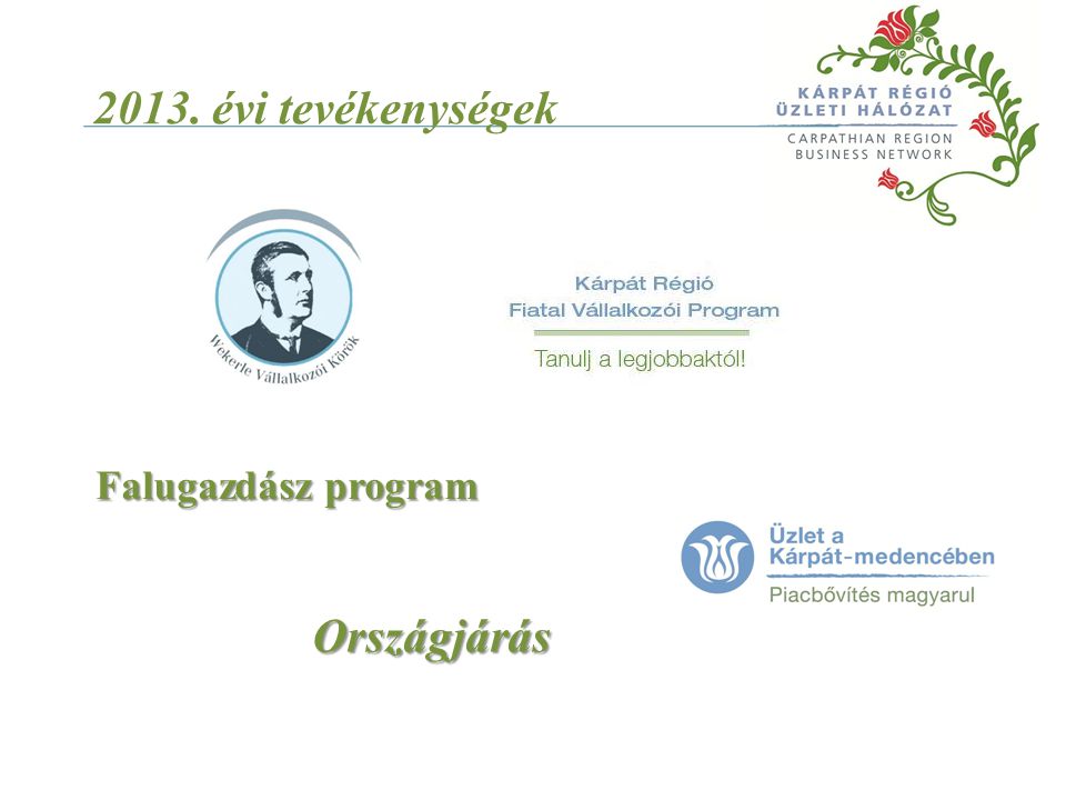 2013. évi tevékenységek Falugazdász program Országjárás