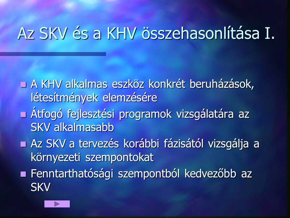 Az SKV és a KHV összehasonlítása I.