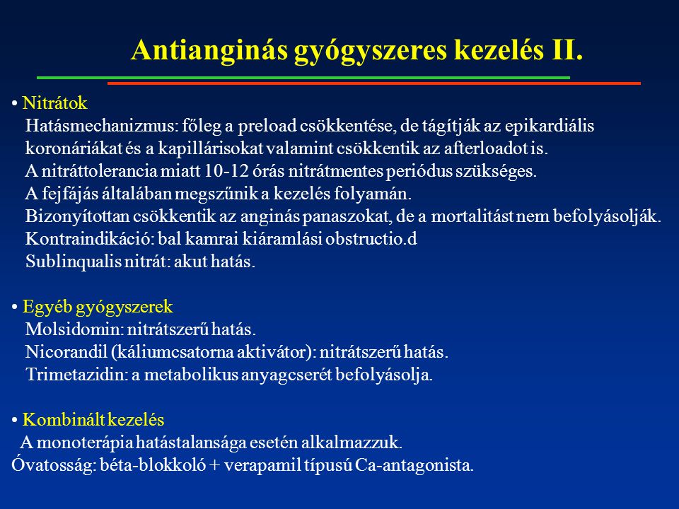 Antianginás gyógyszeres kezelés II.