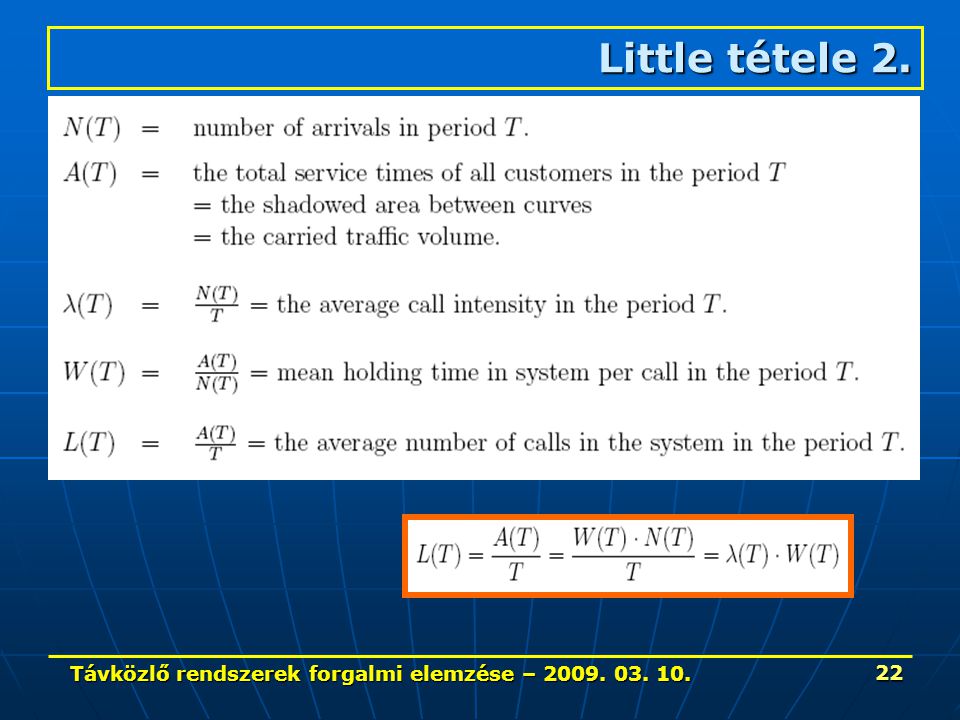Távközlő rendszerek forgalmi elemzése – Little tétele 2.