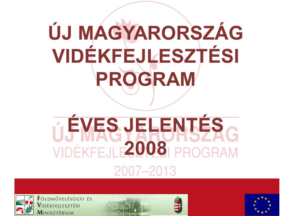 AaAa ÚJ MAGYARORSZÁG VIDÉKFEJLESZTÉSI PROGRAM ÉVES JELENTÉS 2008