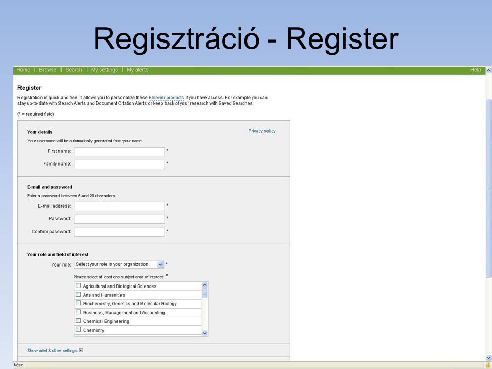 Regisztráció - Register