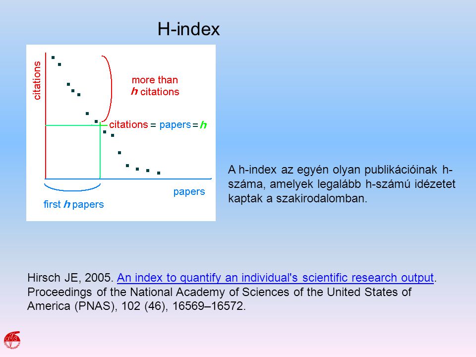 Hirsch JE, An index to quantify an individual s scientific research output.